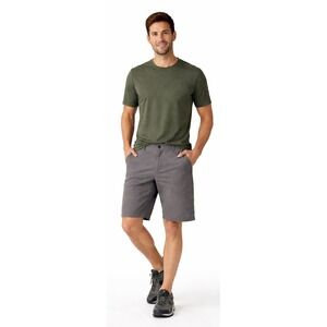 PRANA Grey Hemp Blend Performance Shorts Men's 38 Outdoor Travel Stretch